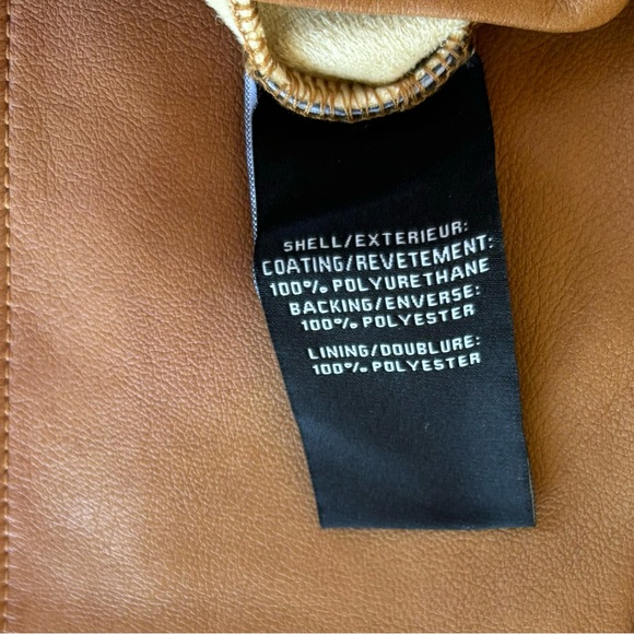 7 For All Mankind Wide Leg Faux Cognac Leather Fully Lined Mid Rise Cropped Pant - Picture 11 of 12